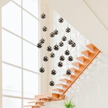 Bubbles 24 Light Rectangle Pendant Black / Smoke