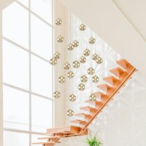 Bubbles 24 Light Rectangle Pendant Gold / Cognac