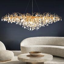 Snow Fall Crystal Drop Pendant Gold