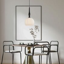 Caliz Large Interior Frosted Wine Glass Ribbed Pendant Black - CALIZ3