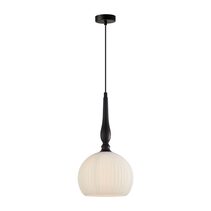 Caliz Small Interior Frosted Wine Glass Ribbed Pendant Black - CALIZ4