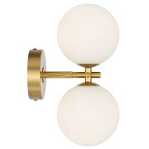 Felton 2 Light Wall Light Antique Gold / Opal Matt - FELTON WB2-AGOM