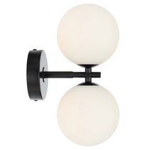 Felton 2 Light Wall Light Black / Opal Matt - FELTON WB2-BKOM