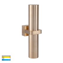 Luz 2 x 3/5/7W 240V Up & Down LED Dimmable Wall Pillar Light Solid Brass / Tri-Colour IP65 - HV10591T