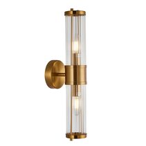 Tiempo Interior Up/Down Clear Tubular Glass Wall Light Antique Brass - TIEMPO1