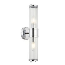 Tiempo Interior Up/Down Clear Tubular Glass Wall Light Chrome - TIEMPO2
