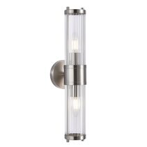 Tiempo Interior Up/Down Clear Tubular Glass Wall Light Satin Chrome - TIEMPO3