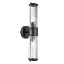 Tiempo Interior Up/Down Clear Tubular Glass Wall Light Black - TIEMPO4