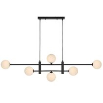 Tyson 6 Light Pendant Black / Opal Matt - TYSON PE06-BKOM