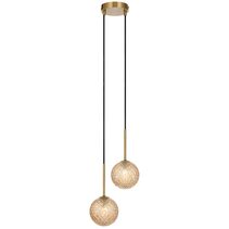 Gaston 2 Light Pendant Antique Gold / Amber Tear - GASTON PE2-AGAMT
