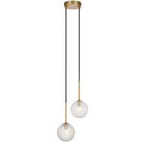 Gaston 2 Light Pendant Antique Gold / Clear Prism - GASTON PE2-AGCLP