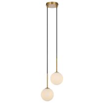 Gaston 2 Light Pendant Antique Gold / Opal Matt - GASTON PE2-AGOM