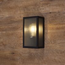 Chicago 1 Light Reeded Glass Outdoor Wall Light Black - OL7651BK