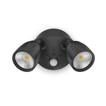 Hawk 24W LED Twin Head Plastic Coastal Spotlight With Sensor Black / Tri-Colour - AT9135/2LT/S