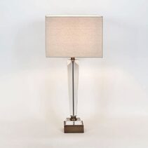 Monument Hand Cut Crystal Lamp & Natural Linen Shade - OWDU88695