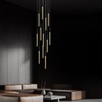 Raindrop 12 Light Dimmable LED Pendant Black / Warm White