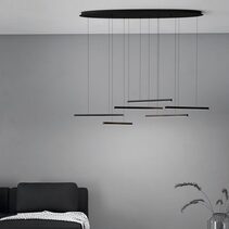 Lindoza 6 Light Dimmable LED Pendant Black / Warm White - 39915