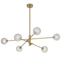 Gaston 6 Light Pendant Antique Gold / Clear Prism - GASTON PE6-AGCLP