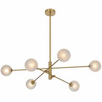 Gaston 6 Light Pendant Antique Gold / Frost Tear - GASTON PE6-AGFRT