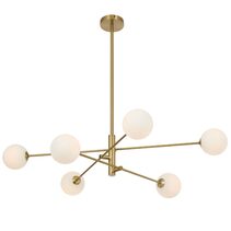 Gaston 6 Light Pendant Antique Gold / Opal Matt - GASTON PE6-AGOM