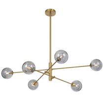 Gaston 6 Light Pendant Antique Gold / Smoke - GASTON PE6-AGSM