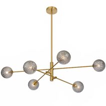 Gaston 6 Light Pendant Antique Gold / Smoke Tear - GASTON PE6-AGSMT