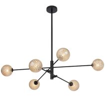 Gaston 6 Light Pendant Black / Amber Tear - GASTON PE6-BKAMT