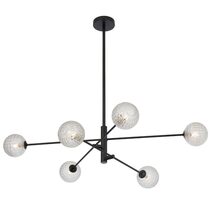 Gaston 6 Light Pendant Black / Clear Prism - GASTON PE6-BKCLP