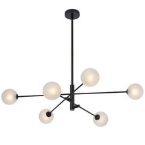 Gaston 6 Light Pendant Black / Frost Tear - GASTON PE6-BKFRT