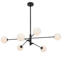 Gaston 6 Light Pendant Black / Opal Matt - GASTON PE6-BKOM