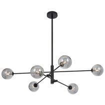 Gaston 6 Light Pendant Black / Smoke - GASTON PE6-BKSM