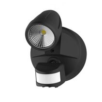 Bandit 12W LED Single Head Polycarbonate Coastal Spotlight With Sensor Matt Black / Tri-Colour - MLXB3451MS