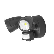 Bandit 24W LED Twin Head Polycarbonate Coastal Spotlight With Sensor Matt Black / Tri-Colour - MLXB3452MS