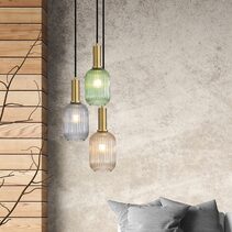 Luxe Trilight 3 Light Ribbed Glass Pendant - OL63753/13MX