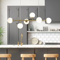 EVA.6 6 Light Opal Glass Pendant Satin Brass - OL65010/6SB