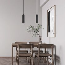 Kolonne Ribbed Cylinder GU10 Pendant Black - KOLONNE1