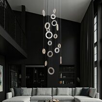 Halo 17 Light LED Crystal Pendant Gold / Tri-Colour