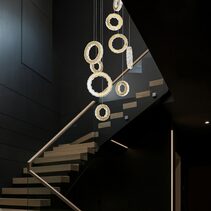 Halo 9 Light LED Crystal Pendant Gold / Tri-Colour