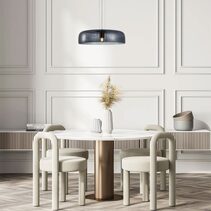 Interior Dome Glass With Brass Highlight Pendant Smokey Black - GELATINA1