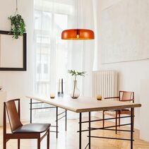 Interior Dome Glass With Brass Highlight Pendant Orange - GELATINA2