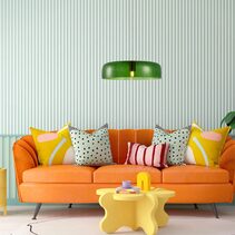 Interior Dome Glass With Brass Highlight Pendant Green - GELATINA3