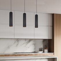 Ribbed Tall GU10 Pendant Black