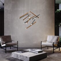 Wand 13 Light LED Pendant Rose Gold / Black