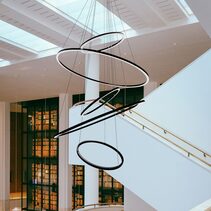 Circle Light Down 5 Tier LED Pendant 120/100/80/60/45 Black / Cool White