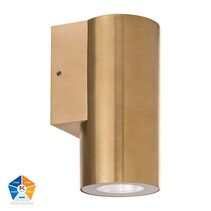 Aries 6W 240V Dimmable LED Wall Pillar Light Solid Brass / Tri-Colour - HV3625S-BR