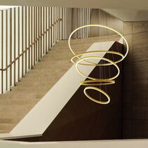 Circle Light Down 5 Tier LED Pendant 120/100/80/60/45 Gold / Warm White