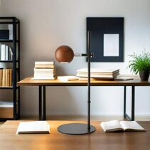 Lita LED Table Lamp Matt Black / Walnut - ARO.S1230