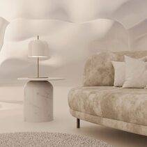 Oket LED Table Lamp Matt Brass / Matt White - ARO.S1317/BCO