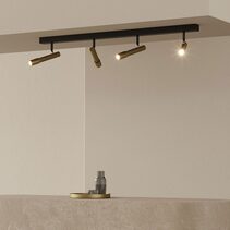 Ycro 4 Light LED Ceiling Light Matt Black / Matt Brass - ARO.T1297/4/NEG-ORO