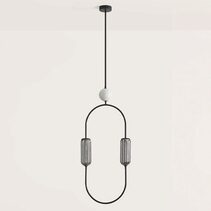Clip LED 2 Light Pendant Matt Black / White - ARO.C1265/NEG